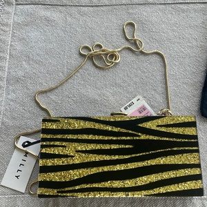 BNWT Milly gold and silver pattern box clutch with chain